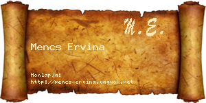 Mencs Ervina névjegykártya
